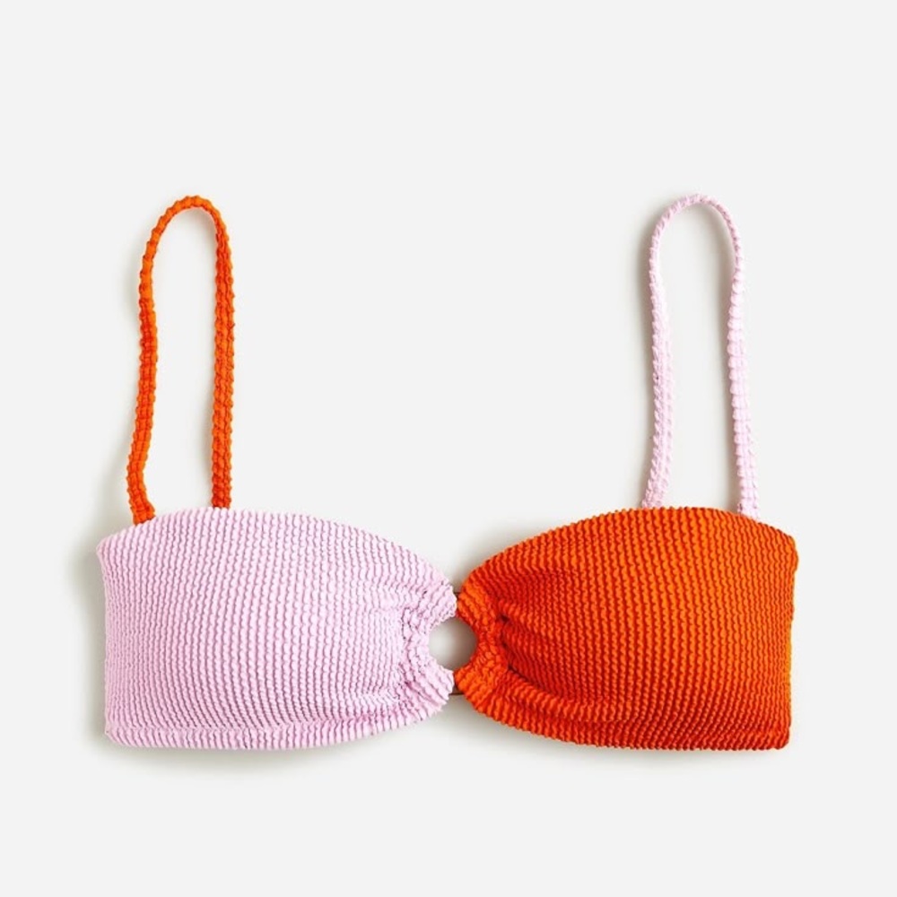 J Crew Heritage Textured O Ring Bikini Pink & Orange Size 3X Swim Vacation